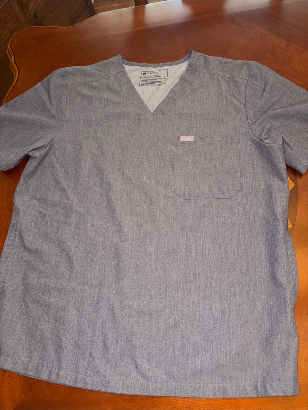 Figs Men's Heather Navy V-Neck Scrub Top